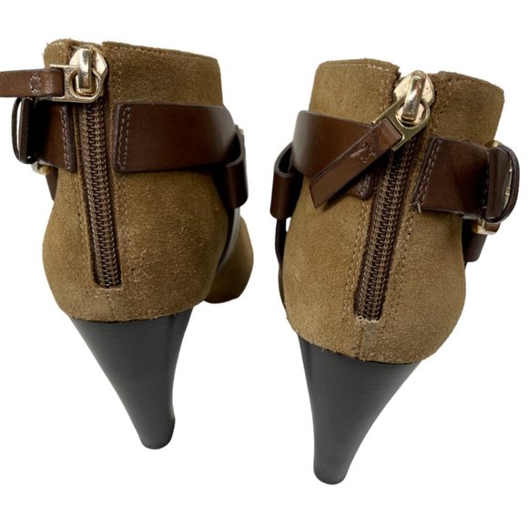 Vince Camuto Signature Women's Nikoletta Brown Suede Peep Toe Booties Size 7.5M - Picture 4 of 8